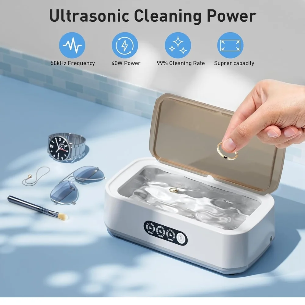 White Ultrasonic Jewelry Cleaner